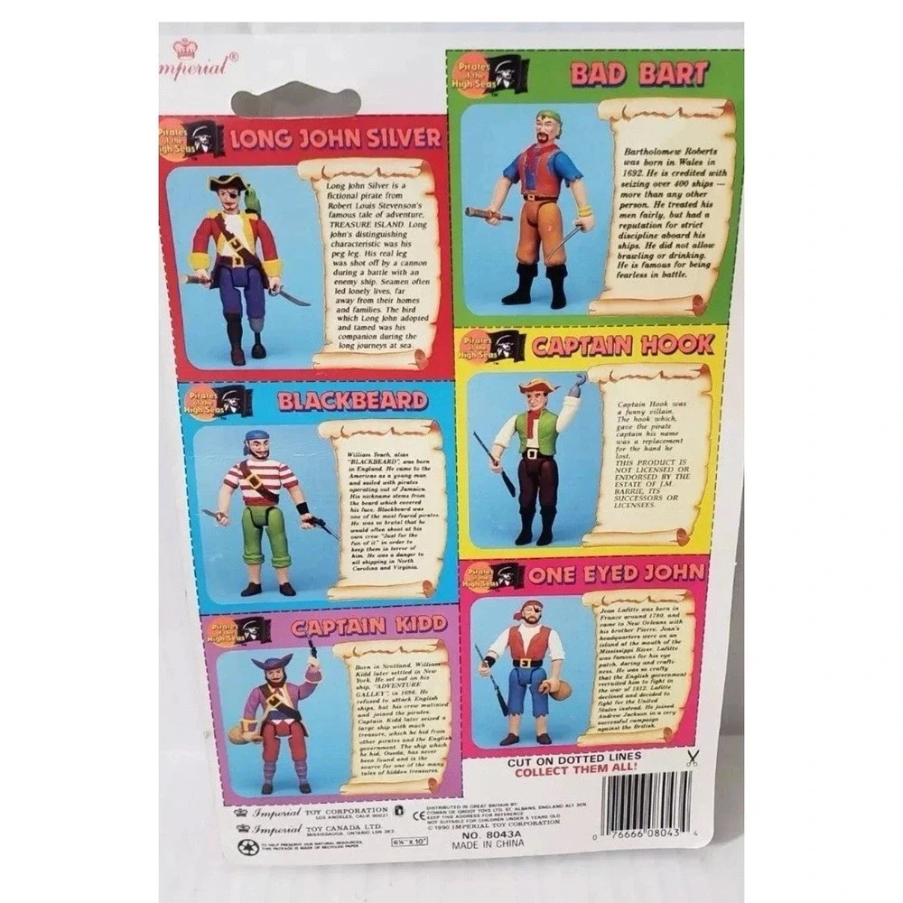 Vtg 1990 Imperial Pirates of the High Seas Captain Kidd Action Figure With Sword